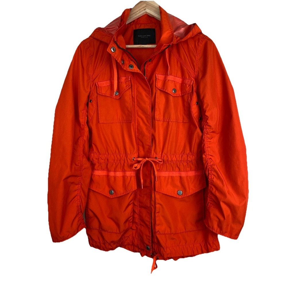 Marc New York Andrew Marc Women's M Orange Hooded Anorak Jacket